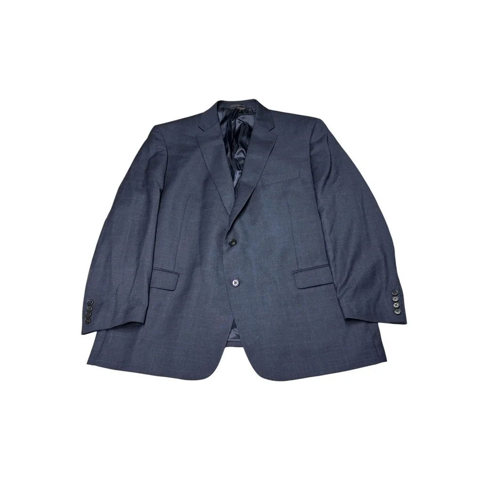 Lauren Ralph Lauren Mens 48R Wool Suit‎ Jacket Navy Blue Windowpane Blazer